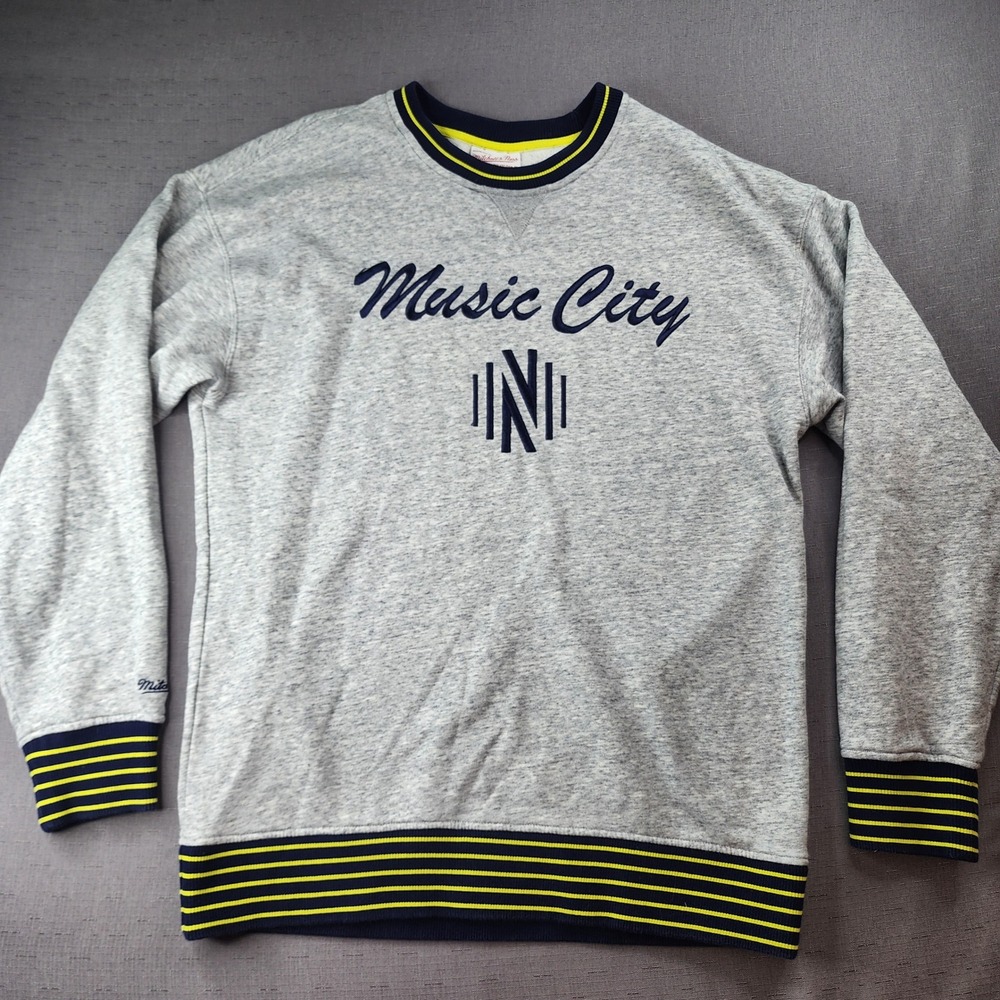 Mitchell & Ness Music City Embroidered Sweatshirt Gray Navy Yellow Medium